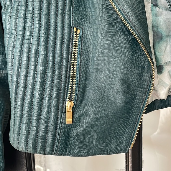 ASOS Teal Leather Jacket for Women - Picture 5 of 10